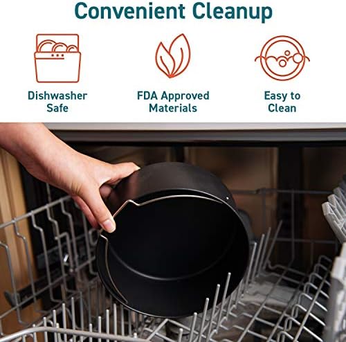 COSORI Air Fryer Accessories, Set of 6 Perfect for Most 5.0 Qt and Larger Ovens, Cake & Pizza Pan, Metal Holder, Rack & Skewers, etc, BPA Free, Nonstick, Dishwasher Safe, 5.8 QT, Black