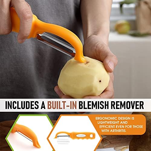 Spring Chef Swivel Potato Peeler for Kitchen w/ Soft Grip Handle, Mango