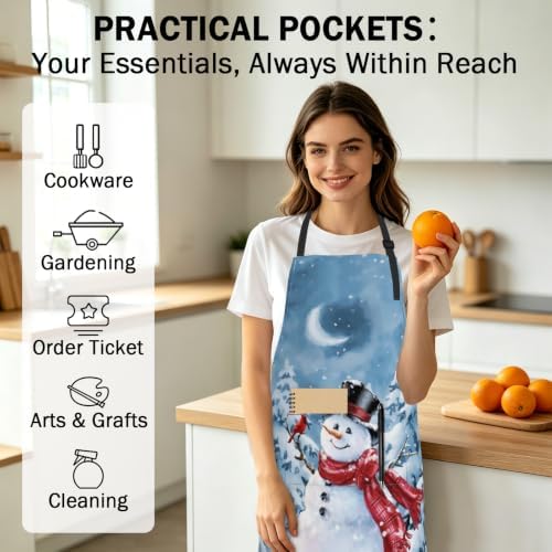 Giwawa Apron Unisex Resistant 33 x 28 inches with 2 Pockets Cooking Kitchen Aprons Suitable for BBQ Grill Drawing Haircut