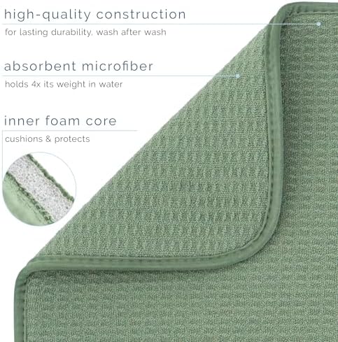 S&T INC. Dish Drying Mat, 18" x 24", XL, Green Sage