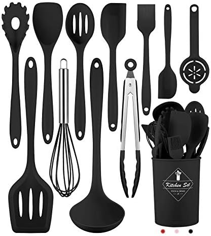 Black Kitchen Utensils Set-12 Pieces Silicone Cooking Utensils Set
