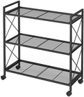 SONGMICS 3-Tier Steel Storage Rack with Wheels, Mesh Shelving Unit