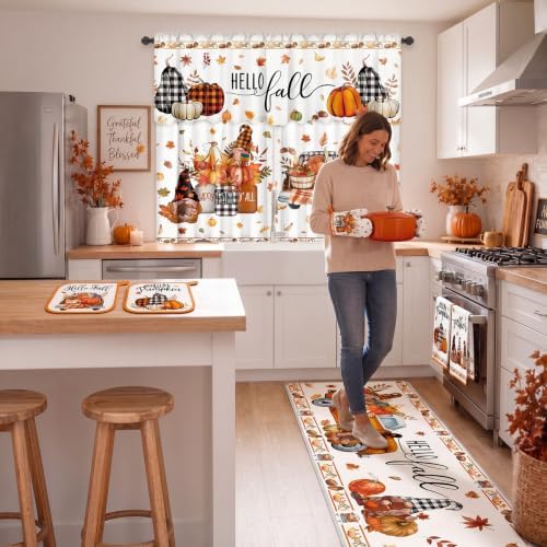 13 Pcs Pumpkin Fall Kitchen Set Towels Mats Pot Holders Mitts