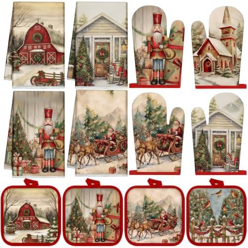 SiliFine 12 Pcs Christmas Kitchen Accessories Set Nutcracker Style