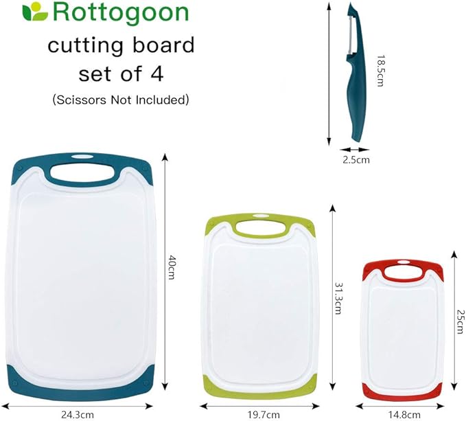Cutting Boards for Kitchen, Plastic Chopping Board Set of 4 - Image 2