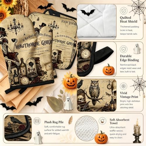 Halloween Kitchen Decor Set, 10 Pcs Vintage Gothic Kitchen Set