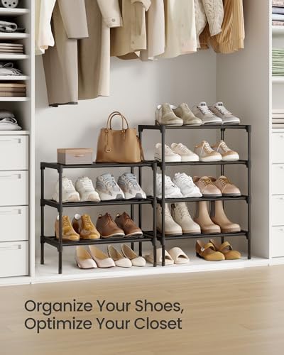 SONGMICS Shoe Rack, 4-Tier Stackable Metal Shoe Organizer, 17.7" Wide