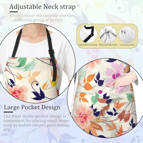 Fun Space Adventure Apron for Women with Rocket and Planet,28x33in