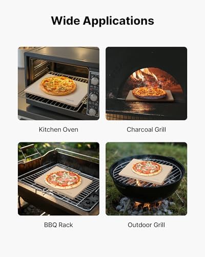 VEVOR Pizza Stone, 16 x 14 x 0.6 Inch Rectangular Cordierite Pizza Stone, Large Baking-Stone with Scraper, 1450℉ Heat-Resistant Cordierite Cooking Stones for Kitchen Bake Oven, BBQ Grill