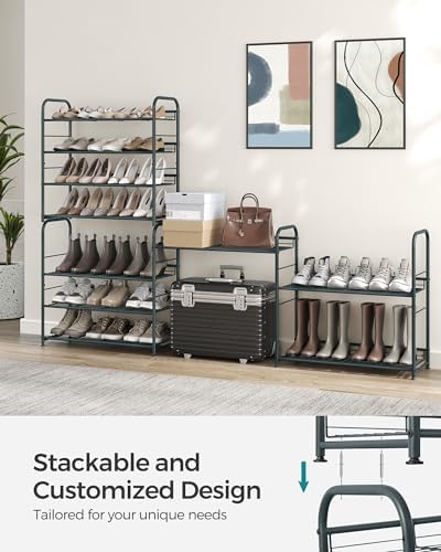 SONGMICS 4-Tier Stackable Metal Shoe Rack, Holds Up to 16 Pairs of Shoes