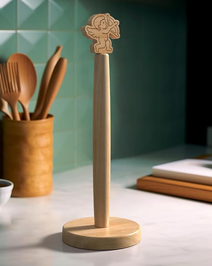 KitchLife Cute Wooden Paper Towel Holder Countertop by OverDoorHooksKitchenSupplies