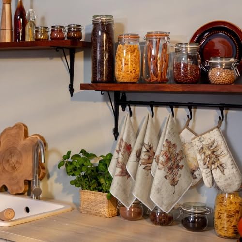 Fanfanwin 10 Pcs Fall Kitchen Decor Set Autumn Rustic Kitchen Rugs
