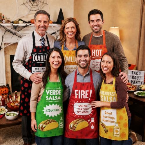 Lebaley 6 Pcs Halloween Taco Sauce Group Costume Set, Spicy Apron Costume