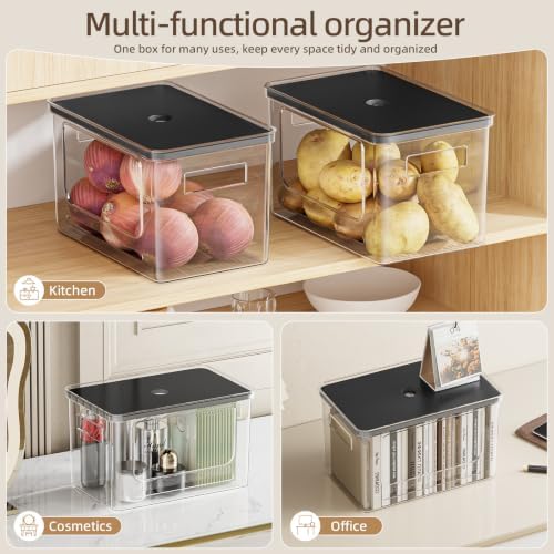 Plastic Trash Bag Holder Dispenser,Under Sink Organizer,Black lid,Set of 3