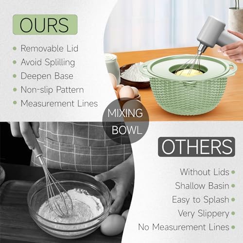 4-1 Strainer with Bowl & Spoons Set - Strainers and Colanders - Colanders for kitchen(Patented) - Pasta Strainer with Upgraded Graters & Spoons for Fruit Veggie Kitchen Essentials, Green
