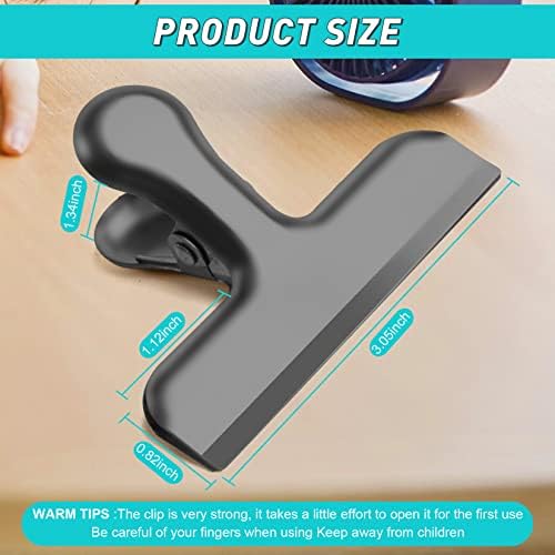 Funfery Chip Clips Bag Clips Black Stainless Steel Clip for Food Packages