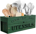Suli Extra Large Utensil Holder Countertop for Kitchen Counter,Wood,Green