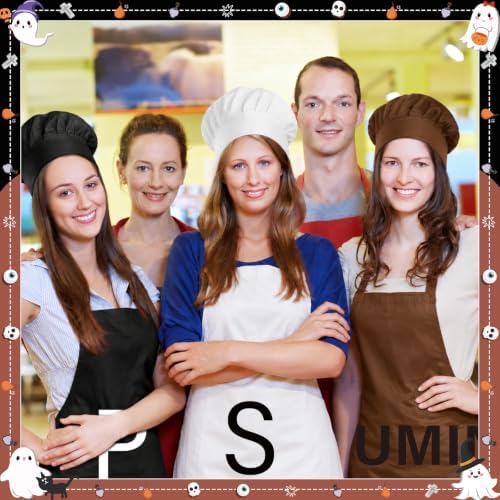 6 Pcs Halloween Condiment Aprons Salt Pepper and Cumin Aprons Chef Hats
