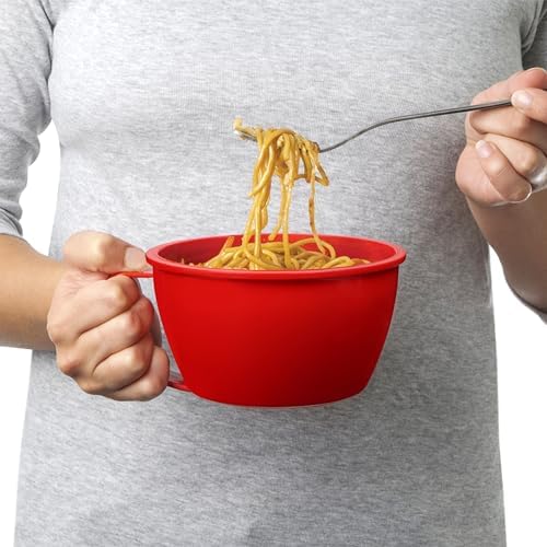 Sistema Microwaveable 940mL Noodle Bowl, Round Microwave Container with Lid & Steam-Release Vent, Cooks Pasta, Soup, Stew & More, Dishwasher & Freezer-Safe, BPA-Free