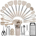 Fyvva 35 Pcs BPA Free Silicone Kitchen Utensils Set Stainless Steel Handles