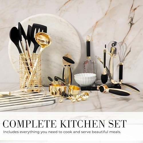 Styled Settings Black and Gold Kitchen Utensils Set, 23-Piece