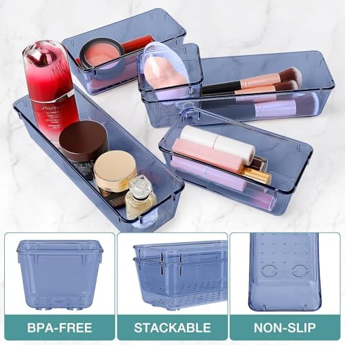 16 PCS Drawer Organizer Set, 5 Size Bathroom and kitchen organizer Trays