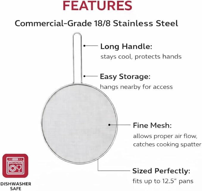 HIC Kitchen Splatter Screen, 18/8 Stainless Steel - Image 4