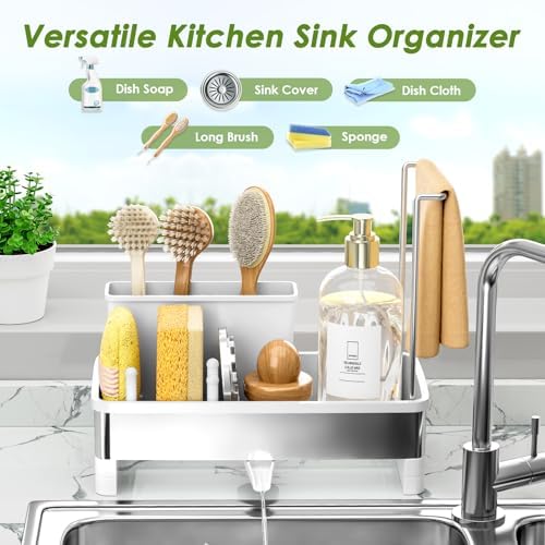 Ewaiira Stainless Steel Sink Caddy, Sponge Holder for Kitchen Sink 9.8″