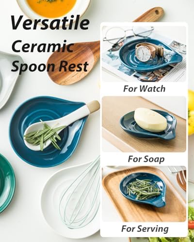 LAUCHUH Spoon Rest for Stove Top, Ceramic Kitchen Spoon Holder for Counter