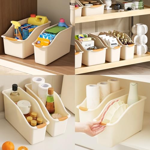 2 Pack Roll Out Plastic Organizer Bins, Tall Under Sink Organizer