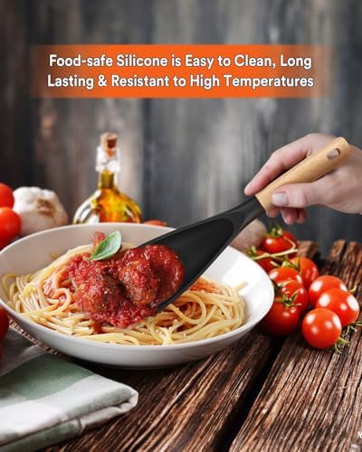 Badiano Silicone Cooking Spoon for Nonstick Cookwares, Multi-function,11.4"