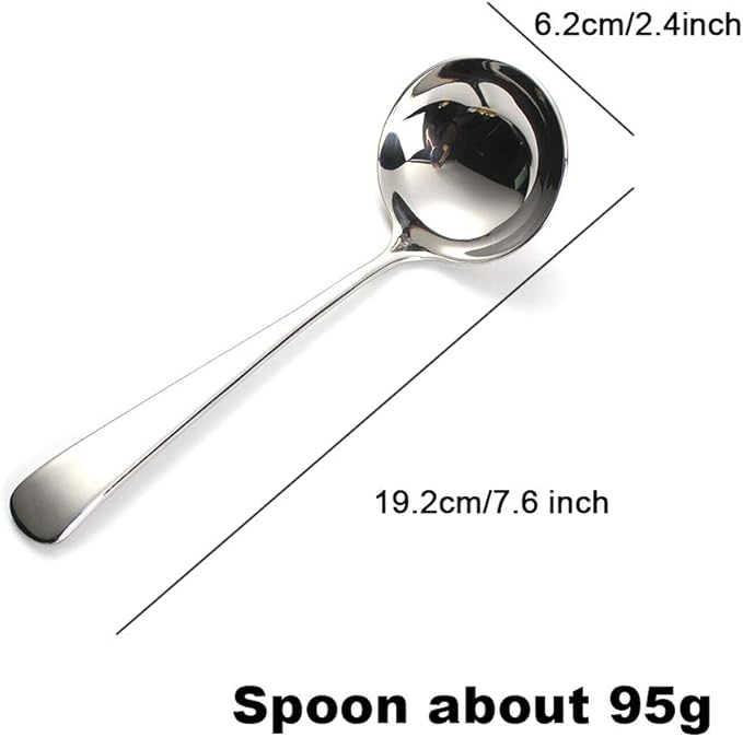 7.6'' Gravy Ladle Sauce Soup Spoon Heavy Duty 18/10 Stainless Steel - Image 2