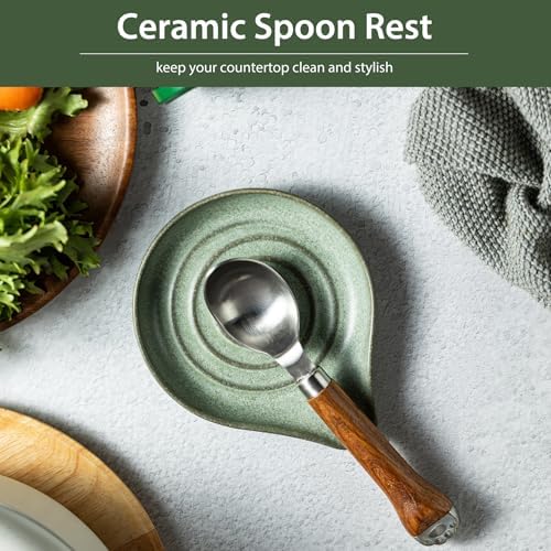 LAUCHUH Spoon Rest for Stove Top,Ceramic Spoon Holder, Kitchen Ladle Holder