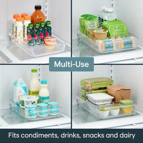 YouCopia RollOut Fridge Caddy BPA-Free Clear Rolling Refrigerator Organizer Bin with Adjustable Dividers and Handles, 9" Wide