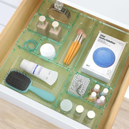 13 PCS Plastic Drawer Organizers Set, 4 Size Desk Drawer Organizer Trays