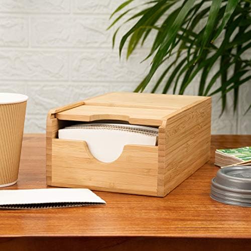 Restaurantware Restpresso 9 1/2 x 6 x 3.75 Inch Coffee Cup Sleeve Dispenser 1 Compact Coffee Sleeve Holder - Spring-Loaded Design For Homes or Restaurants Natural Bamboo Coffee Sleeve Organizer