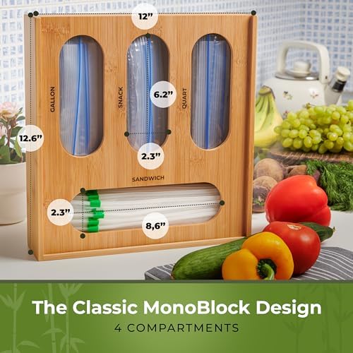 Bamboo Storage Bag Organizer for Drawer – Plastic Bag Organizer for Kitchen