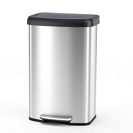 21 Gallon Kitchen Trash Can, Stainless Steel Garbage Can by Unknown