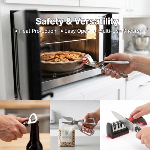 13-Piece Kitchen Gadget Set (Includes Storage Basket) — Features Kitchen Shears, Garlic Press, Knife Sharpener, Julienne Peeler, Standard Peeler, Anti-Scald Tongs (13 PCS)