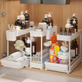 Sevenblue 3-Pack 2-Tier L-Shaped Under Sink Organizers with Sliding Drawers
