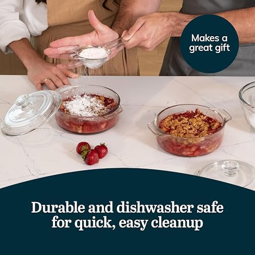 Libbey Baker's Basics 2 Piece Glass Dishes with Lids - Elegant Casserole Dishes for Oven with Lids - Versatile Baking Dish to Store Leftovers & More
