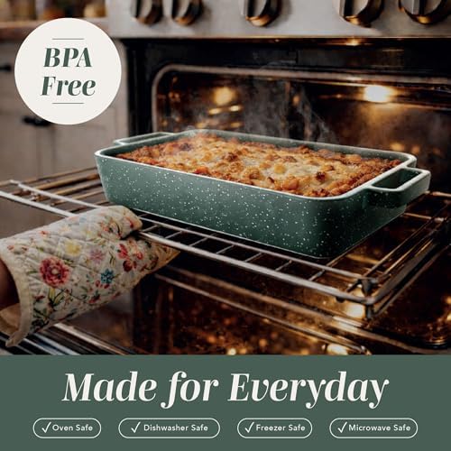 COOK WITH COLOR Ceramic Bakeware Set of 4, Porcelain Casserole Dishes for Oven, Rectangular Baking Dish Set with Handles, Oven Safe for Lasagna, Baking, Roasting & Serving