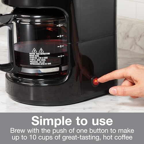 Proctor Silex 10-Cup Coffee Maker, Works with Smart Plugs That Are Compatible with Alexa, Auto Pause and Serve, Black (48351PS)