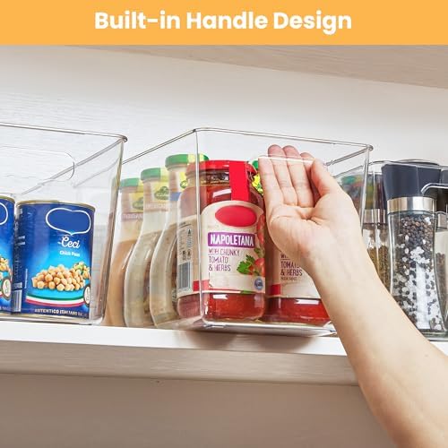 YIHONG 10 Pack Clear Storage Bins, Pantry Organizer Bins with Handle, XL