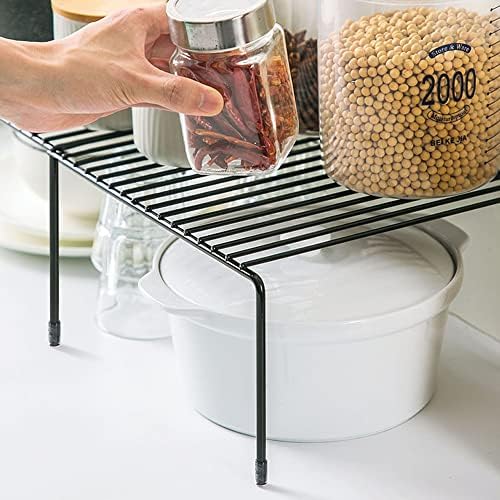Tomorotec Expandable Cabinet Shelf Organizer, Metal Kitchen Pantry, Black