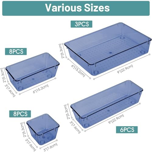 25 PCS Plastic Drawer Organizer Set, Makeup Organizers and Storage Bins