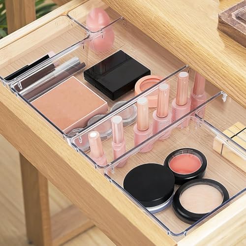 23 PCS Drawer Organizer Set, 5 Size Bathroom and kitchen organizer Trays