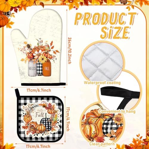 Pickmesh 12 Pcs Fall Kitchen Towels Autumn Pot Holders Oven Mitts Set