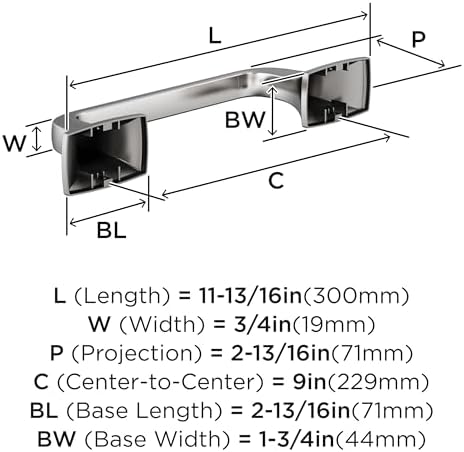 Amerock Highland Ridge Chrome 9 inch (229 mm) Center-to-Center Towel Bar, BH3601526