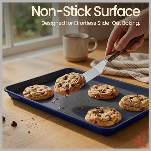 Bakken 8-Piece Ceramic Coated Bakeware Sets, Nonstick Aluminized Steel Pans with Muffin, Loaf, Cake, Roasting Pan, & Cooling Rack, Oven Safe Up To 500°F, Dishwasher Safe, BPA, PTFE & PFAS Free, Blue